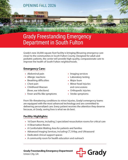 Photo by Visit City of South Fulton in City of South Fulton with @gradyhealth. Pode ser uma imagem de mapa, andar, pôster e texto.