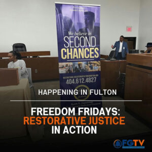 Photo shared by Fulton County Government TV on March 25, 2025 tagging @fultoninfo, @fultonarts, @fultonsolicitorgeneral, and @fulcosg. Pode ser um grĂ¡fico de 4 pessoas, pessoas em pĂ©, pĂ´ster, banner, revista e texto.