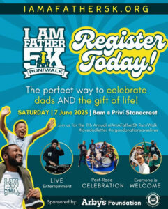 Photo by I Am a Father 5k, Inc. 501(c)3 in Privi Stonecrest with @arbysfoundation, @ricdarunner, @jazzmincobble, @certifiedbrando_, @privistonecrest, and @therealdavidmanuel. Potrebbe essere un'immagine raffigurante 9 persone, poster e il seguente testo "IAMAFATHER5K.ORG I AM FATHER Reaister FIK 1 RUN/WALK Today! The perfect way to celebrate dads AND the gift of life! 8am @ Priví Stonecrest SATURDAY |7 June 2025 Join us for the 11th Annual @lAmAFather5K Run/ Run/Walk #lovedadletter #organdonationsaveslives LAM FAT ATHER HER DSA LIVE Entertainment Post-Race CELEBRATION Everyone is WELCOME Sponsored by: Arbys Foundation".