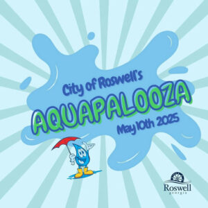 Photo by City of Roswell, Georgia on May 09, 2025. May be a cartoon of poster, body of water and text that says 'CityofRoswell's AQUAPALOOZA City Roswelrs AQUAP ALOOZA Mayl0th 2025 Roswell'.
