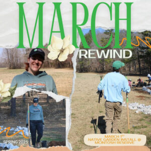 Photo by Chattahoochee RiverLands on May 03, 2025. Pode ser uma imagem de 6 pessoas, árvore, grama e texto que diz "MARCIL REWIND SPRING PRING2025 2025 MARCH 1ST 151 NATIVE GARDEN NATIVEGARDENINSTAL INSTALL @ MCINTOSH RESERVE".