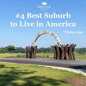 Photo by City of Johns Creek, Georgia in Johns Creek, Georgia. May be an image of park and text that says 'Johns Creek GEORGIA #4 Best Suburb to Live in America *Niche.com'.