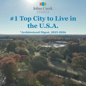 Photo by City of Johns Creek, Georgia in Johns Creek, Georgia. May be an image of ‎magazine and ‎text that says '‎Johns Creek GEORGIA #1 Top City to Live in the U.S.A. *Architectural Digest, 2025-2026 لة‎'‎‎.