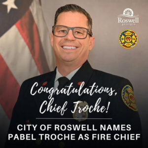 Photo by City of Roswell, Georgia on September 04, 2025. May be an image of 1 person and text that says 'Roswell georgia MOSWELI 1 小 FIRE Congratulations, Chief Troche! CITY OF ROSWELL NAMES PABEL TROCHE AS FIRE CHIEF'.