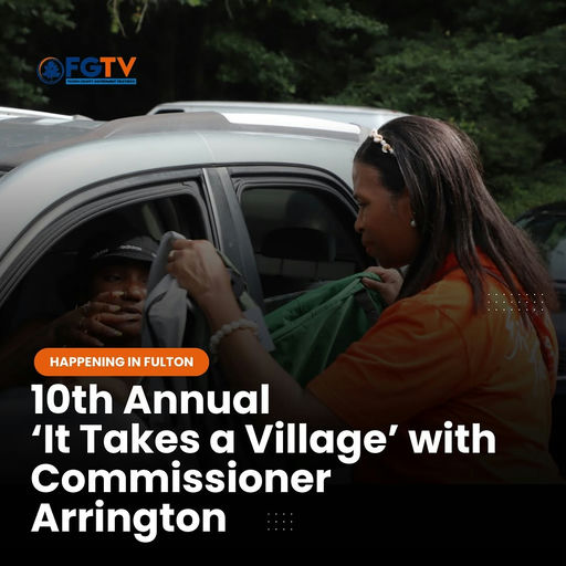 Photo shared by Fulton County Government TV on August 07, 2025 tagging @marvinarringtonjr, @fultoninfo, and @fultonarts. May be an image of 2 people, car and text.