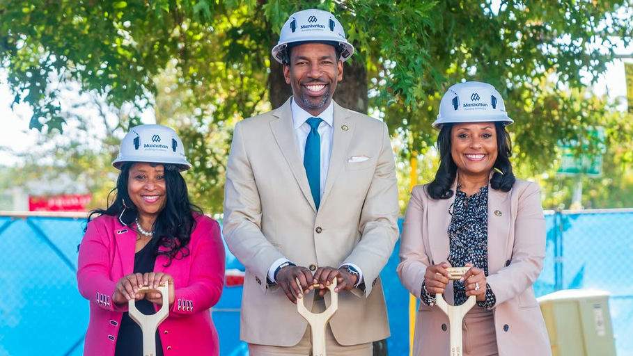 Photo shared by The Atlanta City Council on September 23, 2025 tagging @andreabooneofficial. May be an image of 3 people, people standing, shovel, park and text.