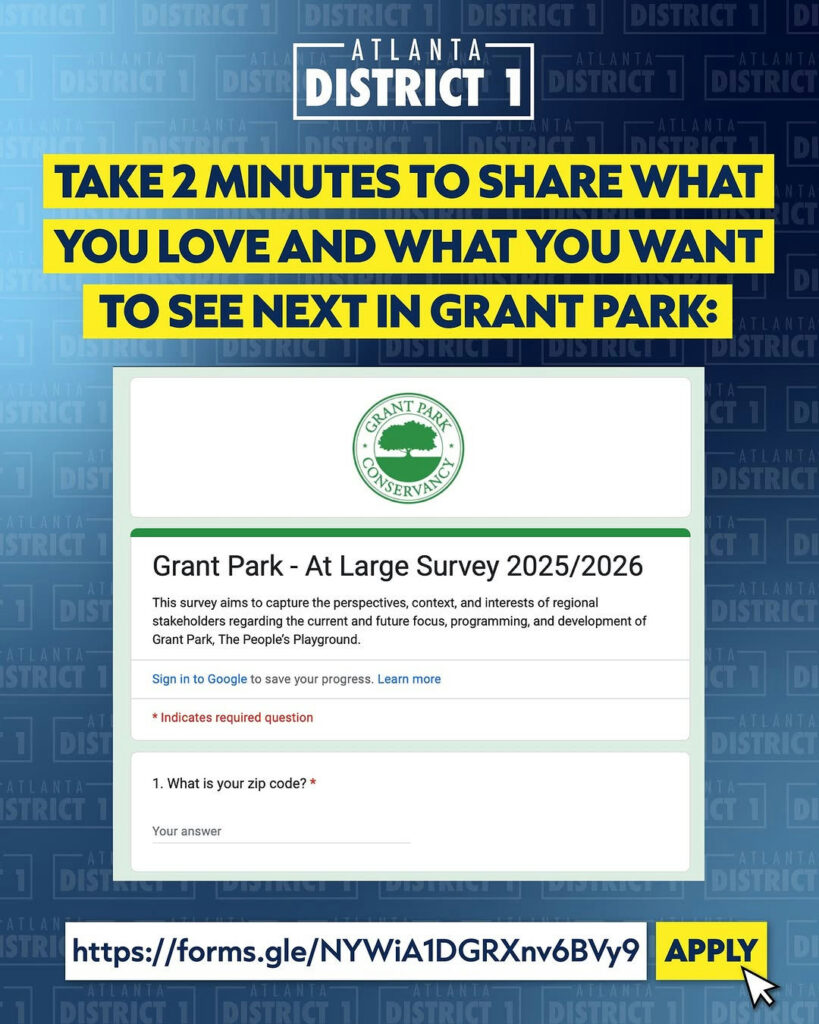 The Grant Park Conservancy is asking for our input to help plan improvements to our oldest park 🌳 Take 2 minutes to share what you love and what you want to see next in our park: https://forms.gle/NYWiA1DGRXnv6BVy9 The survey closes soon so don’t miss your chance to weigh in!
