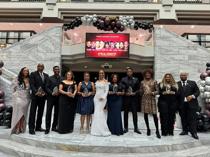 Photo shared by David Manuel on September 27, 2025 tagging @iammarciadore, @icarter_lhd, @normandiestroter, @majormindzmedia, @dralonholliday, @theatlantamarketingking, @thejasmineburke, @brijaaae, @shirleyfranklinatlanta, @fultonarts, @anjum_lakhani_786, @fulcod4, @poe174, @champagneangee, @financiallyfluent.riyah, @cherylberryneal, @sheriffmelodymaddox, @masmas.official, @deeceemixx106, and @vueatlanta. May be an image of 11 people, dinner jacket, balloon, wedding and text.