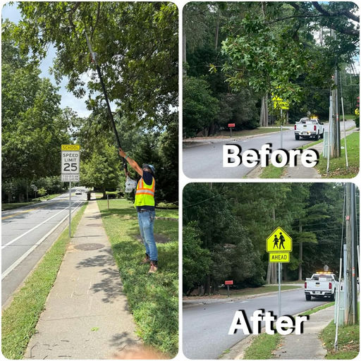 Photo by City of Dunwoody on July 25, 2025. Puede ser una imagen de 1 persona, planta, carretera, césped, cordón de vereda y texto.