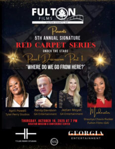 The excitement is palpable as the Fulton Films 5th Annual Red Carpet Film & TV Series approaches! This event is a must for film professionals, featuring panels, location scouting, and industry networking. While the in-person event is full, a virtual replay will be available on October 17th. Don't miss out! Many thanks to our signature partner @georgia_entertainment_news and our panel partner @tylerperrystudios 🍑 @selectfulton #film #filminfulton #gaentertainment