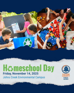 Photo by Fulton County Government on October 29, 2025. May be an image of poster, lego, magazine and text that says 'BUnsy 500+AL 500 Homeschool Day Friday, November 14, Friday,November14,2025 2025 Johns Creek Environmental Campus FULTON COUNTY PUBLIC WORKS'.