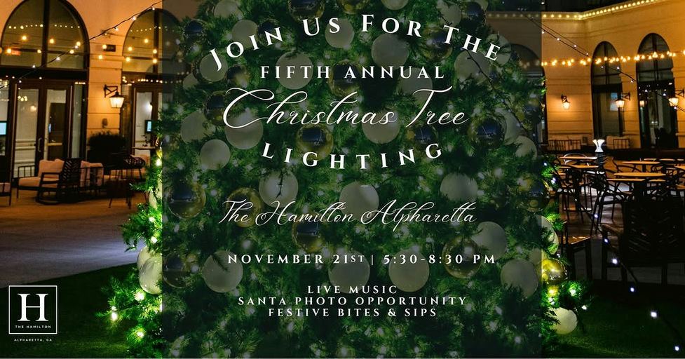 Photo by Awesome Alpharetta, Georgia on November 10, 2025. May be an image of lighting, christmas tree, lightbulb, fountain and text.