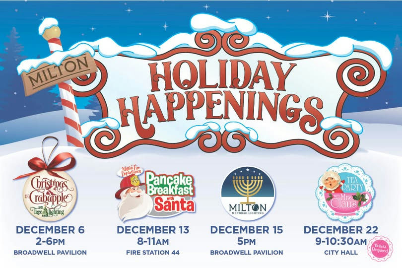 As the holiday season approaches, they welcome friends and neighbors to the many festive events happening in December. Each gathering is unique, highlighting the beloved small-town feel of Milton. Mark your calendars for these exciting events: **Christmas in Crabapple on December 6** The annual kickoff of Milton’s holiday season takes place at Broadwell Pavilion, featuring the lighting of the community's Christmas tree. From 2 to 6 p.m., attendees can enjoy hot chocolate, food trucks, cookie decorating, holiday movies, and, of course, Santa Claus will be there for professional photos. **Pancake Breakfast with Santa on December 13** Santa makes another appearance at Fire Station 44. From 8 to 11 a.m., guests can enjoy a complimentary breakfast served by Milton firefighters while capturing memories with Santa. No advanced sign-ups needed; just come ready for fun and bring a new toy for the Toy Drive! **Milton Menorah Lighting on December 15** The annual Menorah Lighting in celebration of Hanukkah starts at 5 p.m. at Broadwell Pavilion, welcoming all to enjoy festive food, community spirit, and the lighting of the oversized menorah. **Tea Party with Mrs. Claus on December 22** After last year’s success, spots will be available starting December 1 for residents. Expect storytime with Mrs. Claus, delightful snacks, and quality family time. This free event allows two adults per family, with no registration necessary for children under two. They are excited for the upcoming celebrations and look forward to seeing families join in the holiday spirit throughout these gatherings! **What are they looking forward to most this holiday season?**
