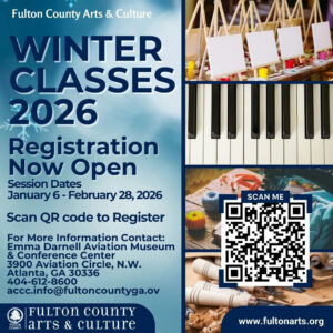 Kick off 2026 with exciting Winter Classes offered by Fulton County Arts & Culture! Discover a vibrant community where creativity and learning flourish. With classes beginning on January 6, this is the perfect opportunity to explore new skills and meet fellow art enthusiasts. Don’t miss out on this chance to ignite your passion for the arts! #FultonArts #EDAMCC #fultontakesflight #WinterClasses2026 #ATLEvents #AtlantaArts #CreativeAtlanta #ArtClassesATL #ArtsEducation #RegisterNow #FultonCounty #ArtistsOfAtlanta #ExploreYourCreativity